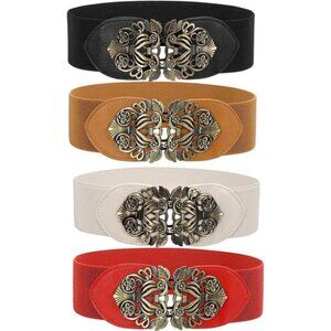 2/3/4 Pack Women Vintage Wide Waist Belt for Dress, Elastic Cinch Belt